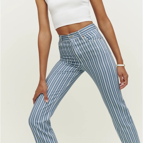 Reformation Cynthia Jeans Stripe 31 NWOT - Picture 3 of 6